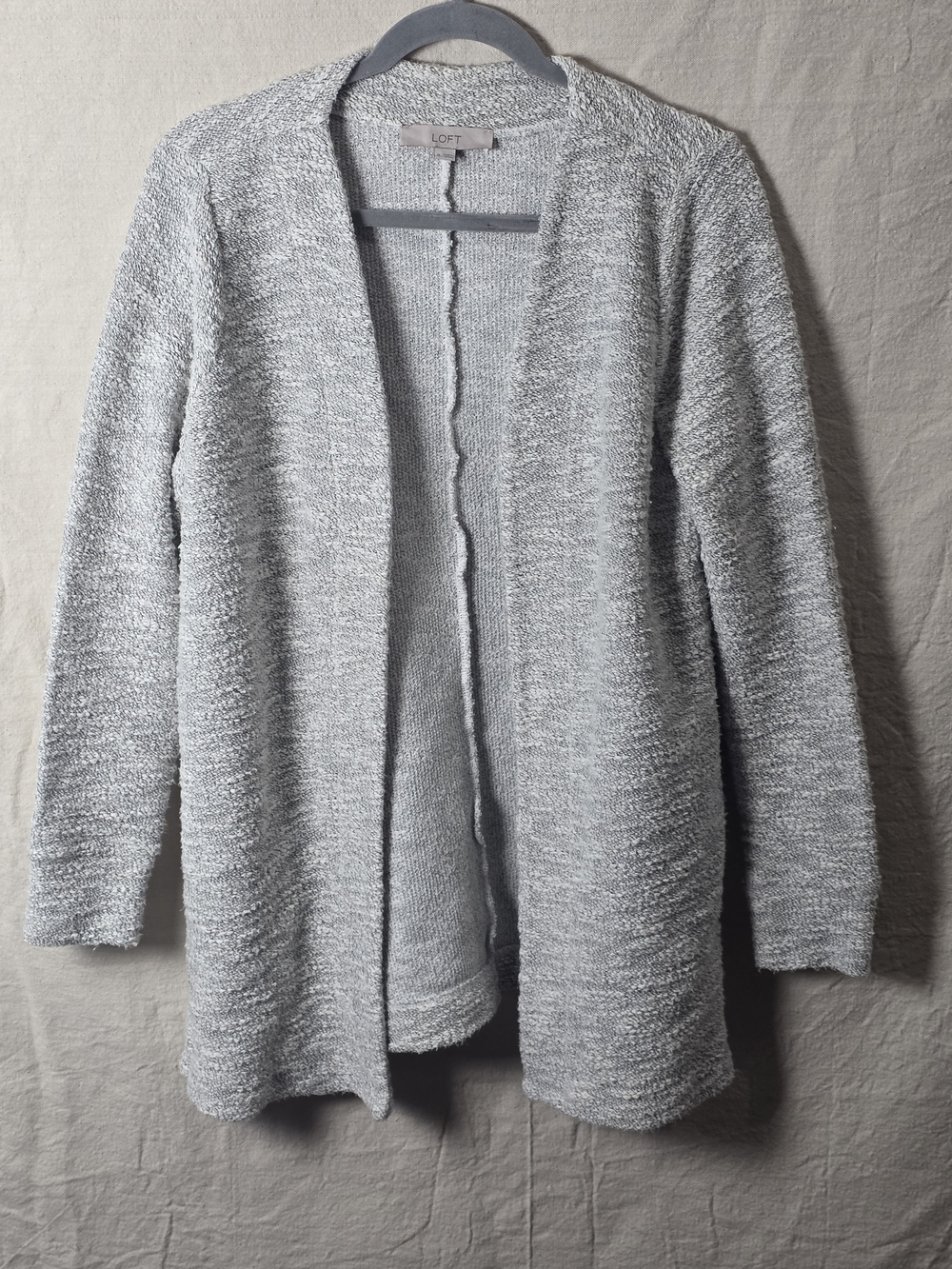 LOFT Gray and White Open-Front Women's Cardigan Sweater